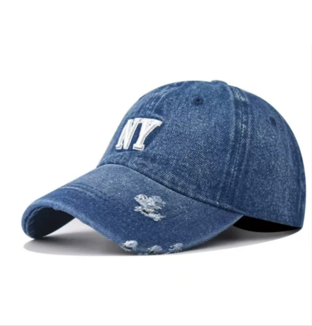 Monochrome Letter Three-dimensional Embroidered Frayed Washed Vintage Trend Casual Baseball Cap Suitable For Outdoor Sports And Travel - Image 3