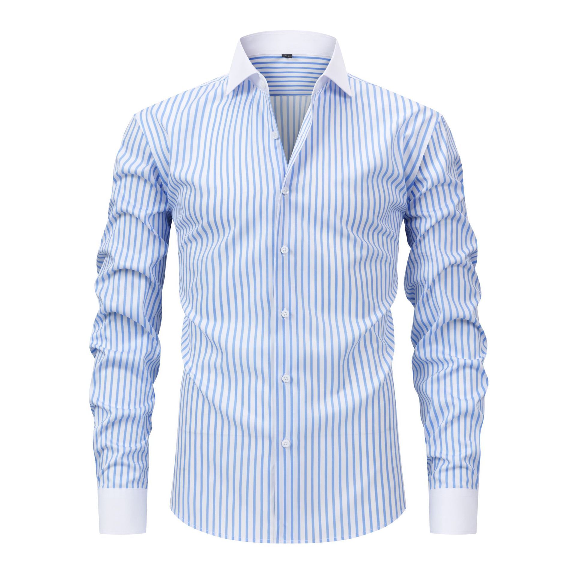 Mens Windsor-collar Long-sleeve Stretch Wrinkle-resistant Easy-care Shirt - Image 2