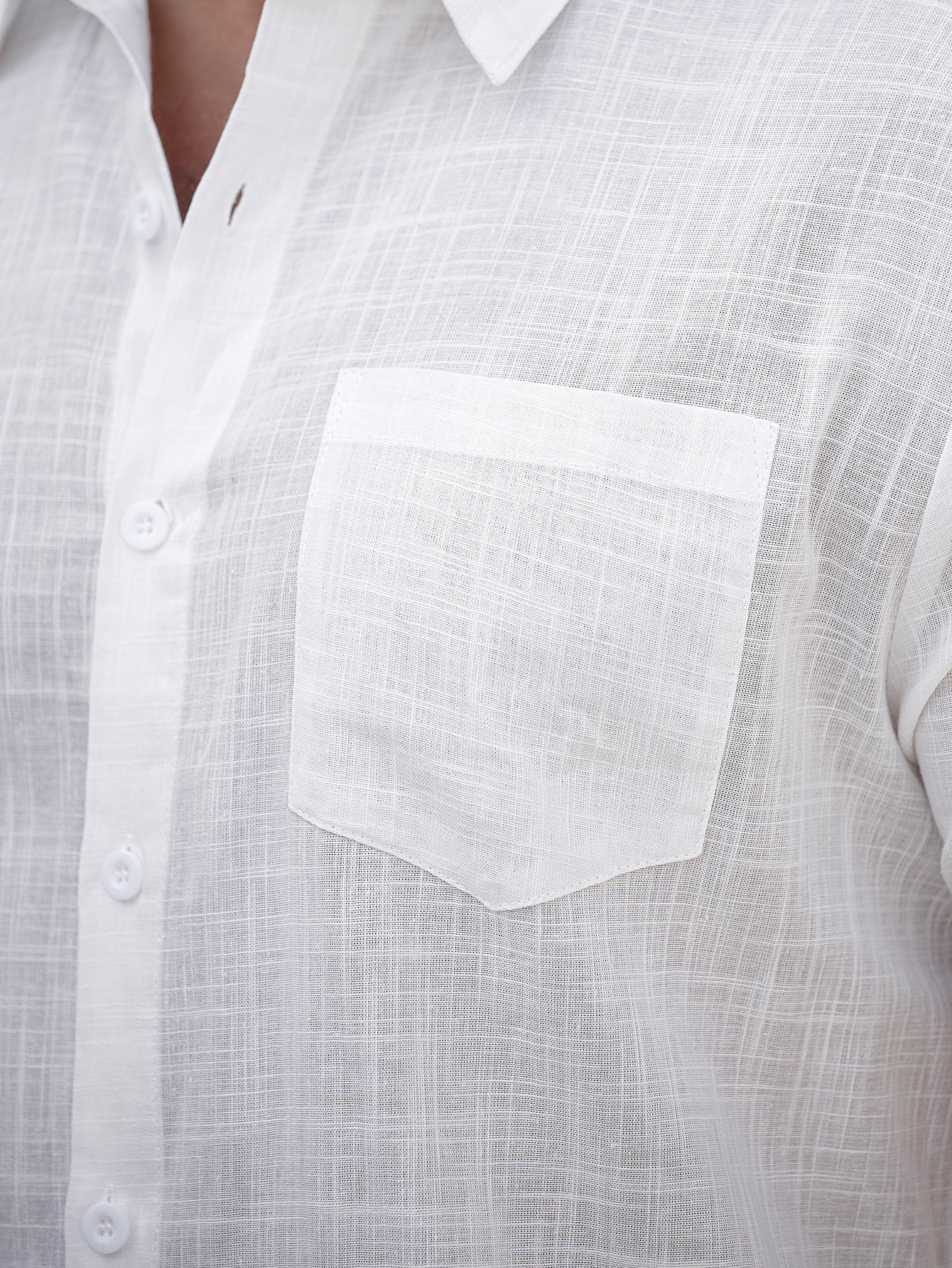 Mens Short-sleeve Cotton Shirt With A Pocket - Image 3