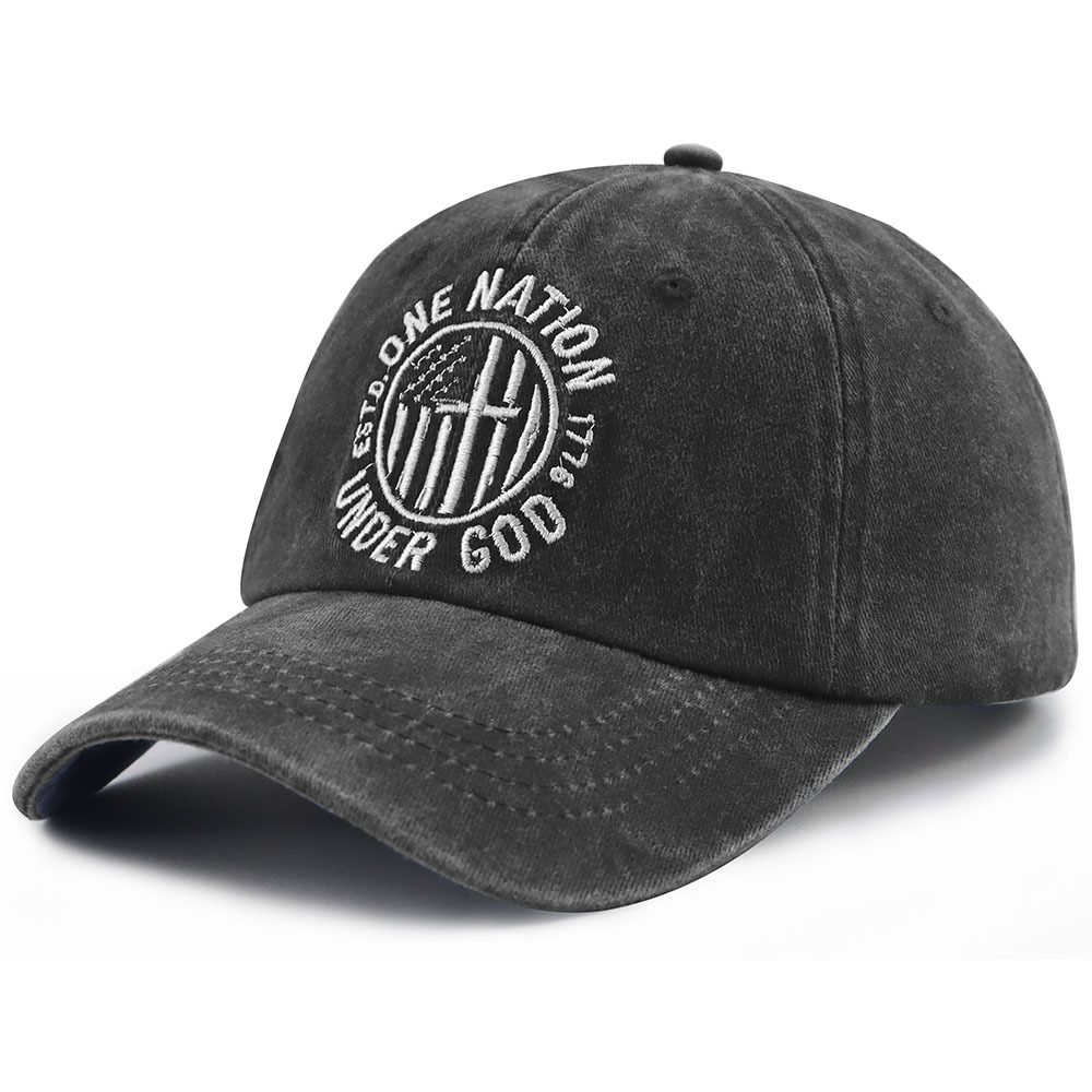 One Nation Under God Baseball Cap For Women Men, Adjustable Embroidered Wash Cotton Baseball Cap - Image 3