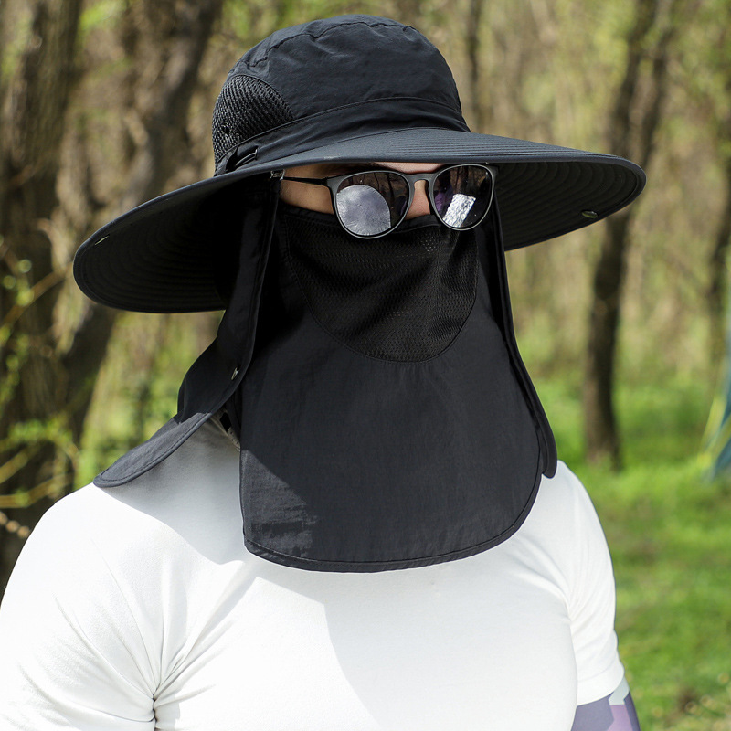 Big Brim Protective Caps Summer Face Cover Sun-proof Mountaineering Bucket Hat - Image 8