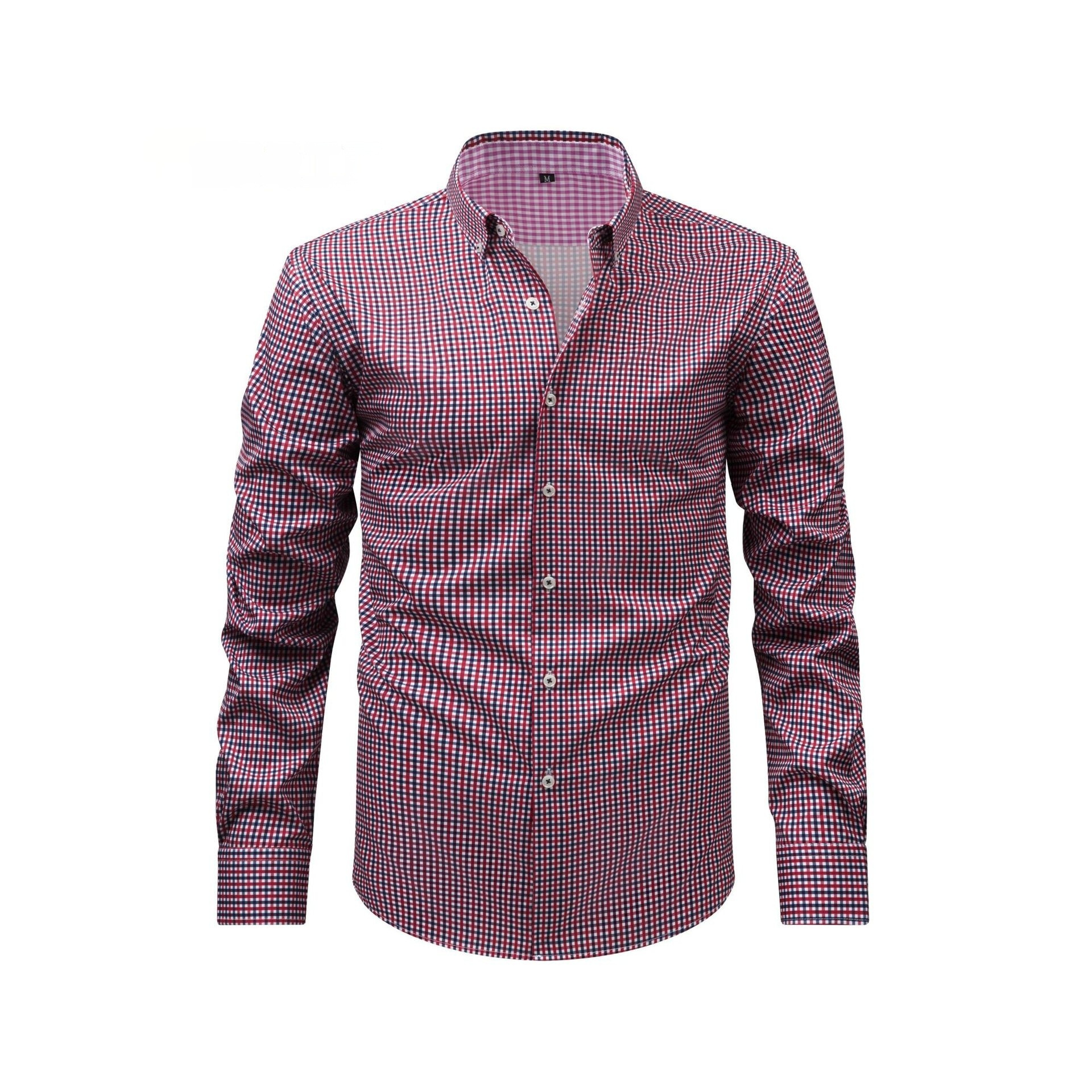 Mens Four-Way Stretch Digital-Print Long-Sleeve Collared Shirt - Image 3