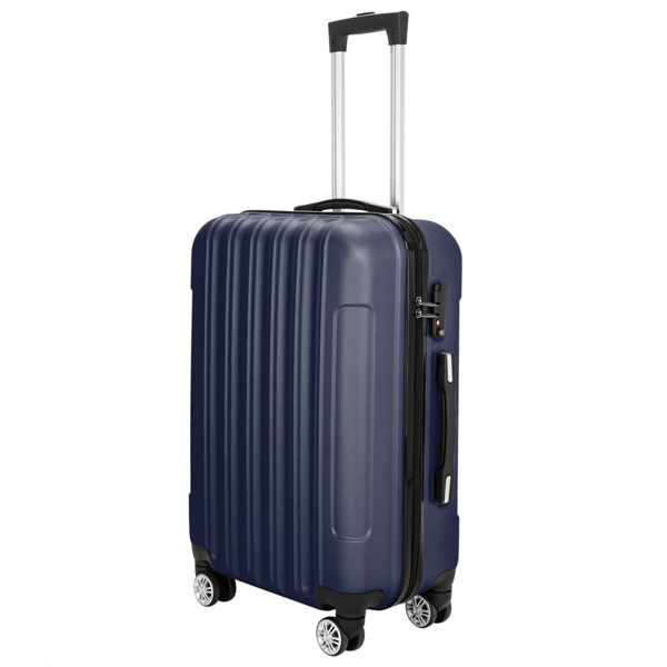 Vertical 3-in-1 Spinner Wheel With Handle Trolley Case 20in 24in 28in ABS Aluminum Alloy Trolley Classic Color - Navy Blue - Image 4