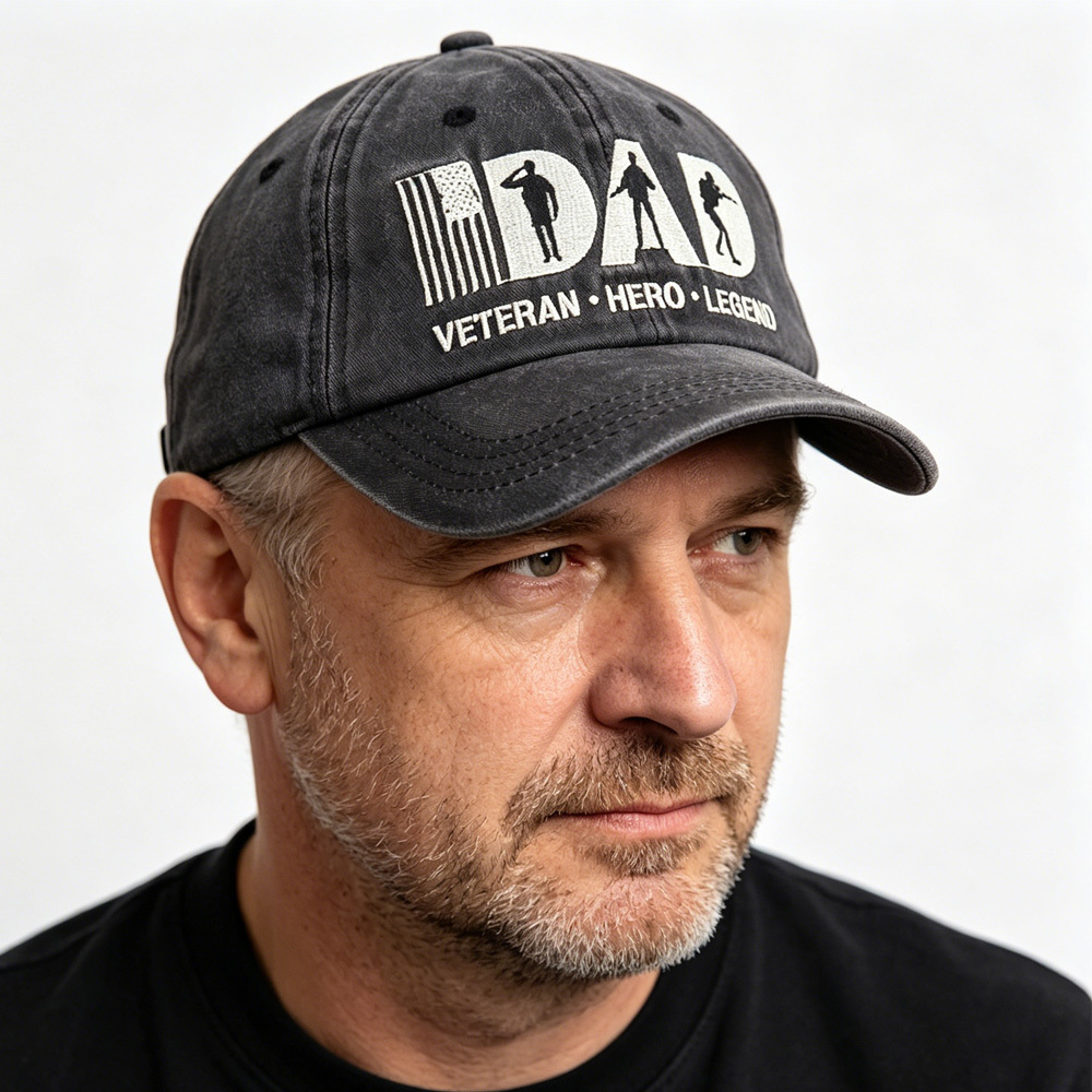 Veteran Dad Hat, Dad Veteran Hero Legend Embroidered Baseball Cap, Washed Cotton Adjustable Low Profile Cap For Men, Patriotic Military Gift - Image 2
