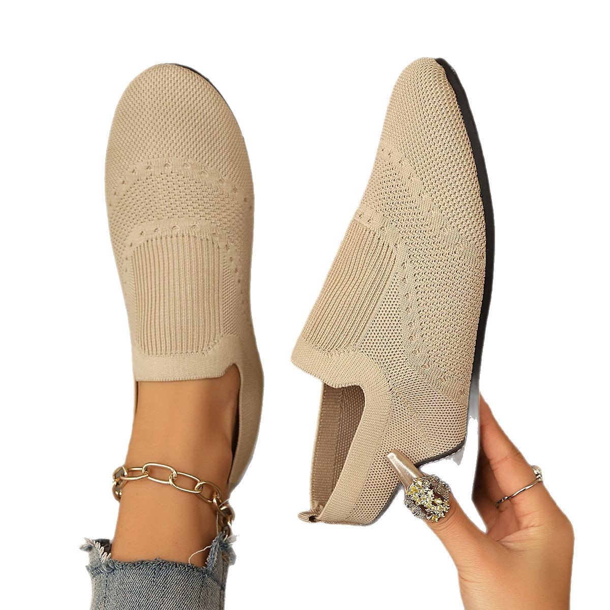 Flyknit Womens Shoes Flat-Soled Breathable Casual - Image 2