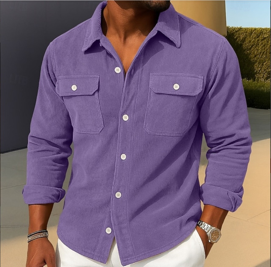 Mens Loose-fit Corduroy Shirt-coat - Image 9