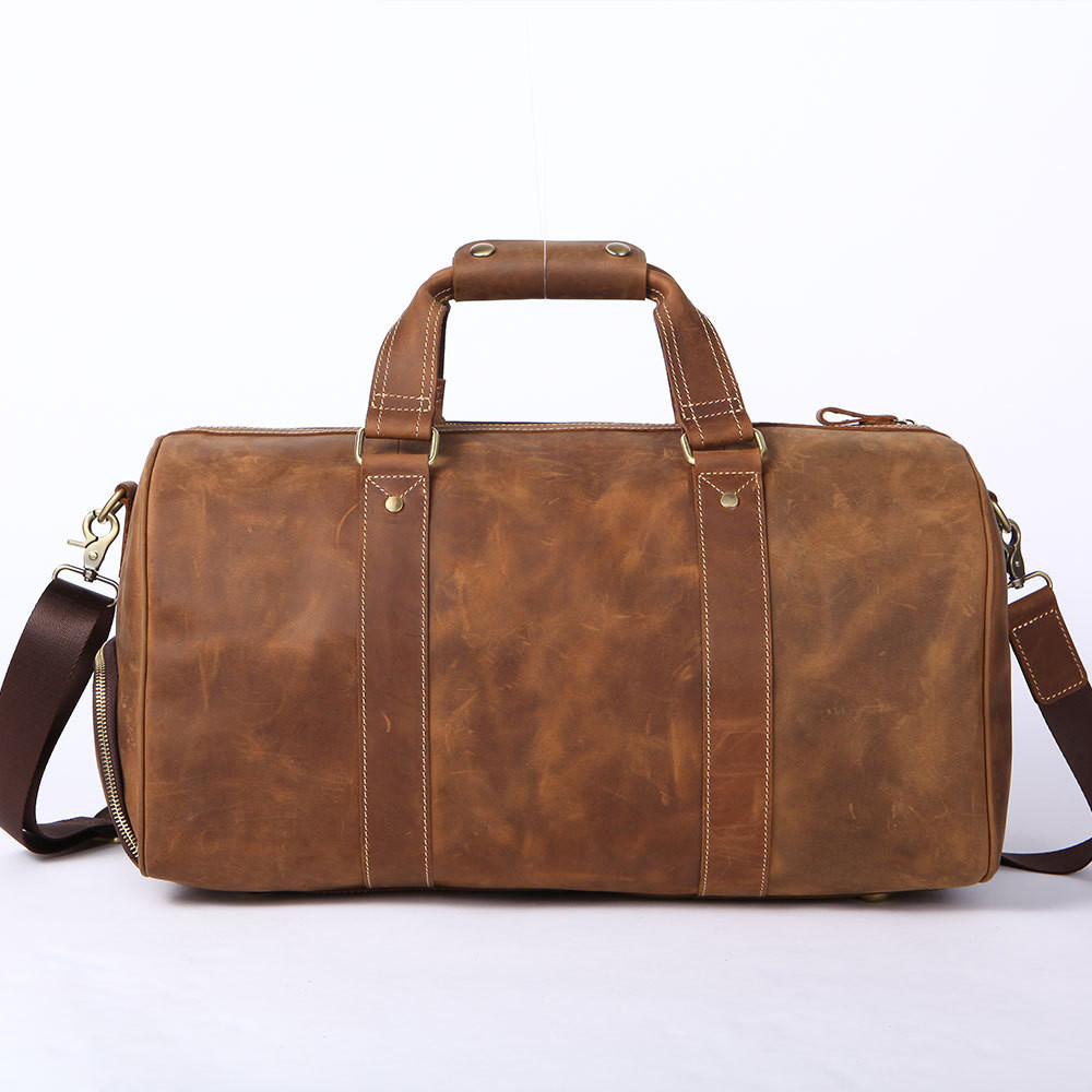 Vintage Crazy Horse Leather Men's Travel Bag - Image 3