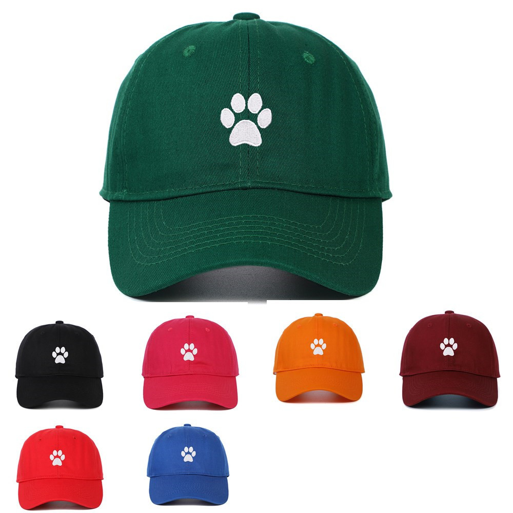 Cotton Soft Top Dog's Paw Embroidered Baseball Cap