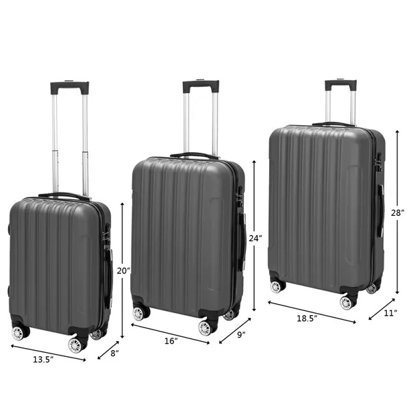 3-in-1 Multifunctional Large Capacity Traveling Storage Suitcase Luggage Set Dark Gray - Image 8