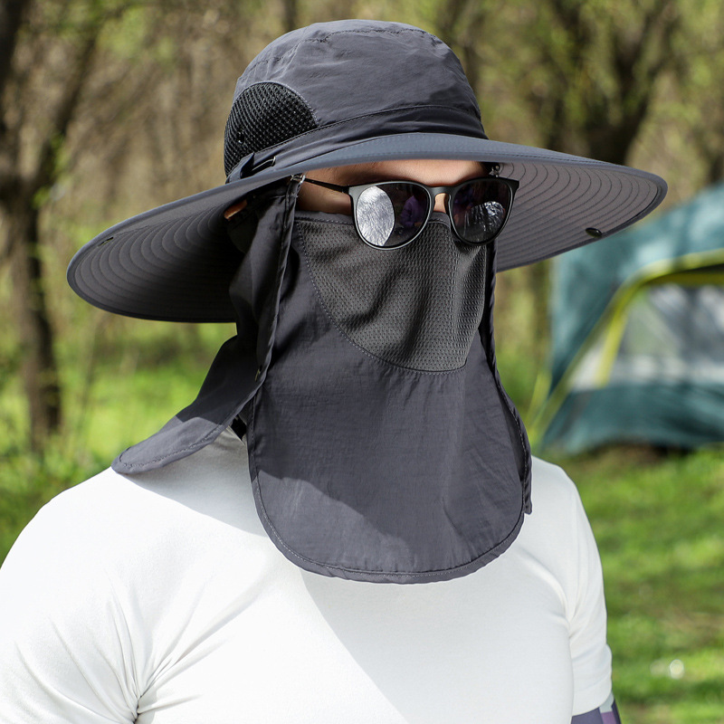 Big Brim Protective Caps Summer Face Cover Sun-proof Mountaineering Bucket Hat - Image 3