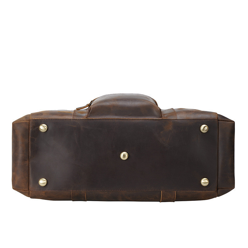 Vintage Crazy Horse Leather Men's Travel Large Capacity Tote - Image 3