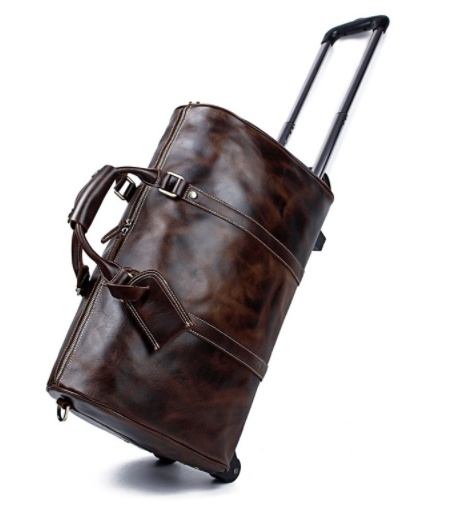 Large Capacity Cowhide Trolley Travel Bag - Image 6