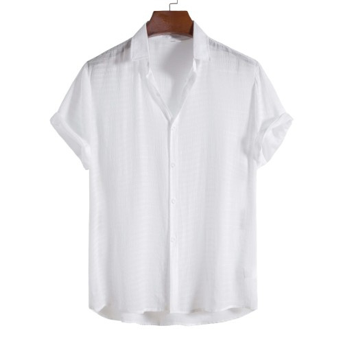 Men's Fashion Solid Color Dark Cell Short Sleeve Shirt - Image 3