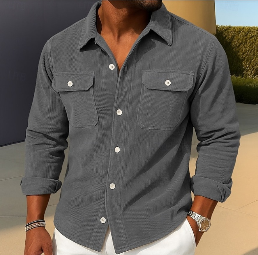 Mens Loose-fit Corduroy Shirt-coat - Image 7