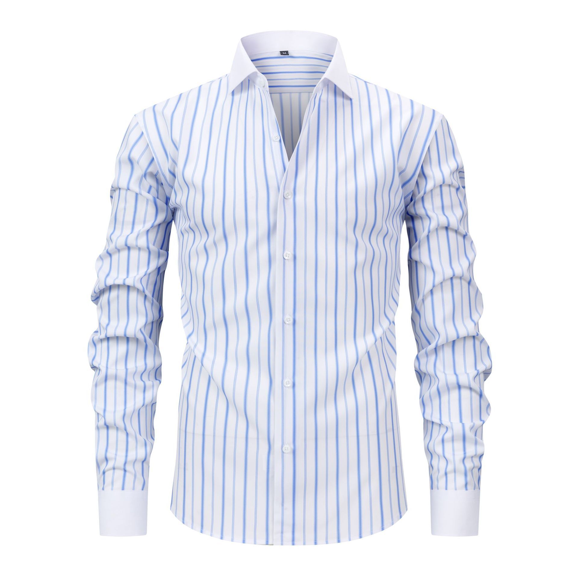 Mens Windsor-collar Long-sleeve Stretch Wrinkle-resistant Easy-care Shirt - Image 8