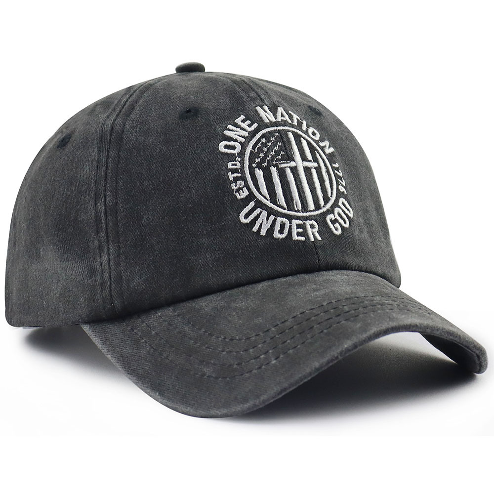 One Nation Under God Baseball Cap For Women Men, Adjustable Embroidered Wash Cotton Baseball Cap - Image 2