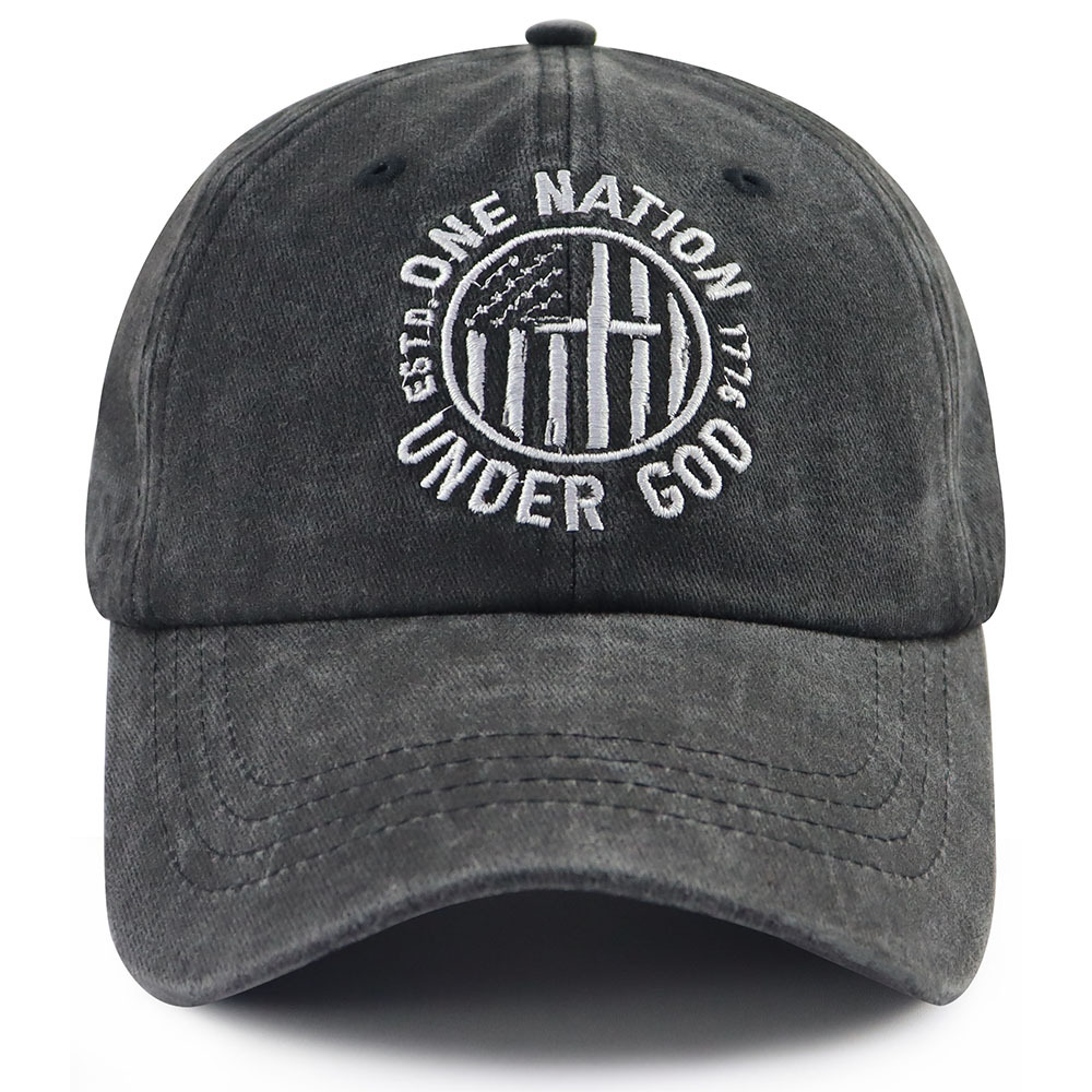 One Nation Under God Baseball Cap For Women Men, Adjustable Embroidered Wash Cotton Baseball Cap - Image 7