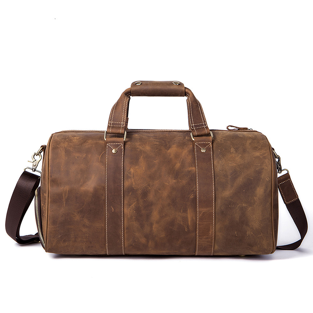 Vintage Crazy Horse Leather Men's Travel Bag - Image 4