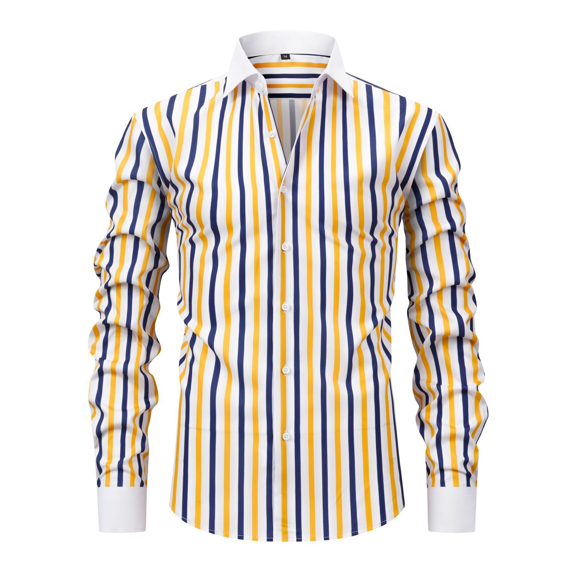 Mens Windsor-collar Long-sleeve Stretch Wrinkle-resistant Easy-care Shirt - Image 10