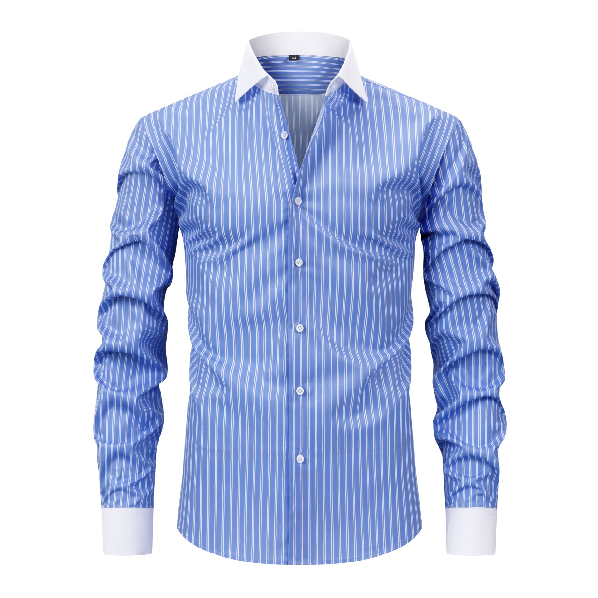 Mens Windsor-collar Long-sleeve Stretch Wrinkle-resistant Easy-care Shirt - Image 7