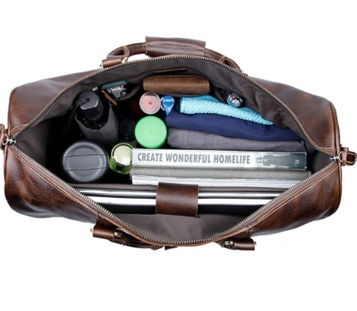 Large Capacity Cowhide Trolley Travel Bag - Image 5