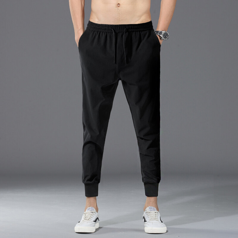Men's Fashion Casual Solid Color Four-way Stretch Leggings - Image 2