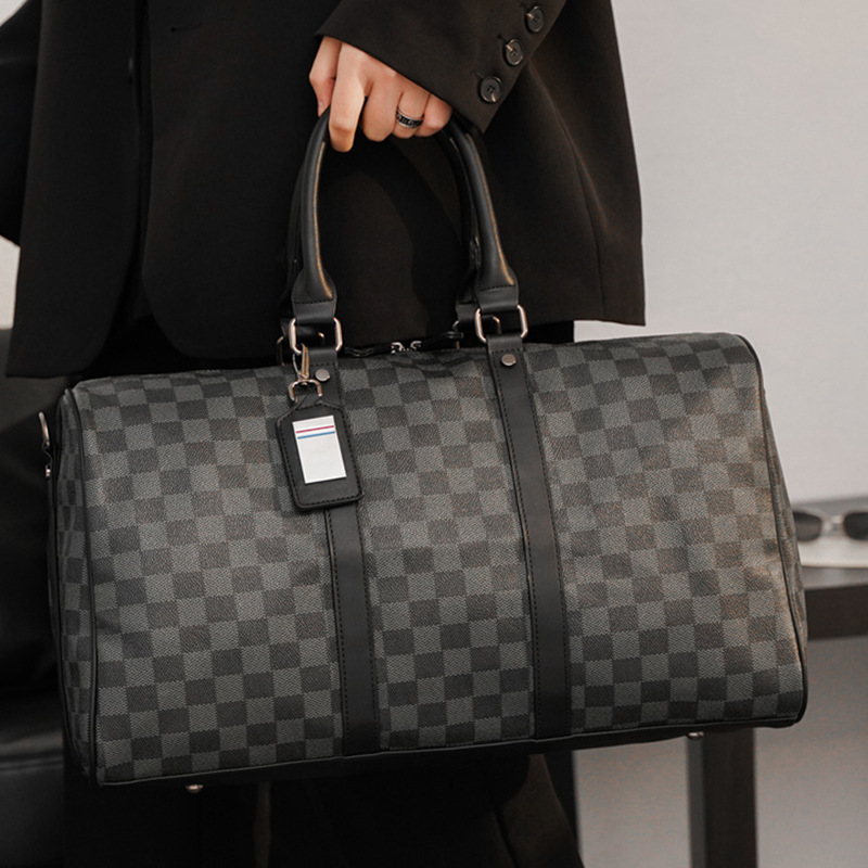 Large Capacity Short Distance Crossbody Bag Korean Plaid Travel Handbag - Image 8
