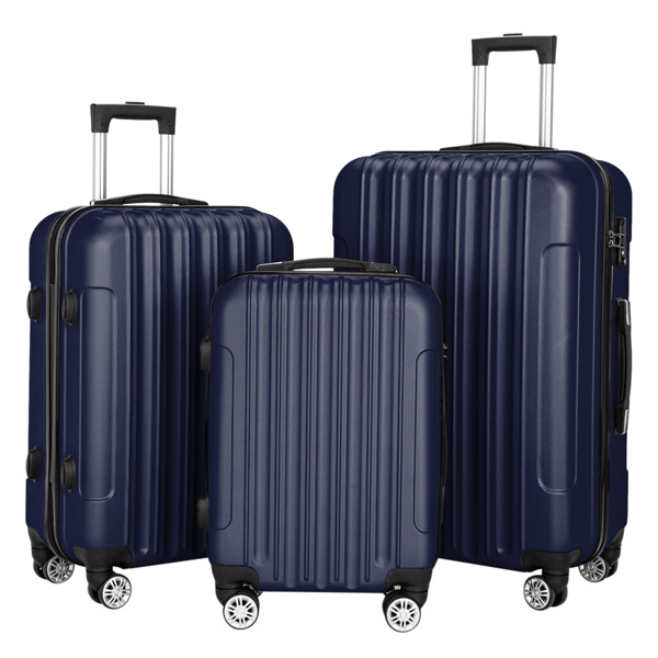Vertical 3-in-1 Spinner Wheel With Handle Trolley Case 20in 24in 28in ABS Aluminum Alloy Trolley Classic Color - Navy Blue - Image 2