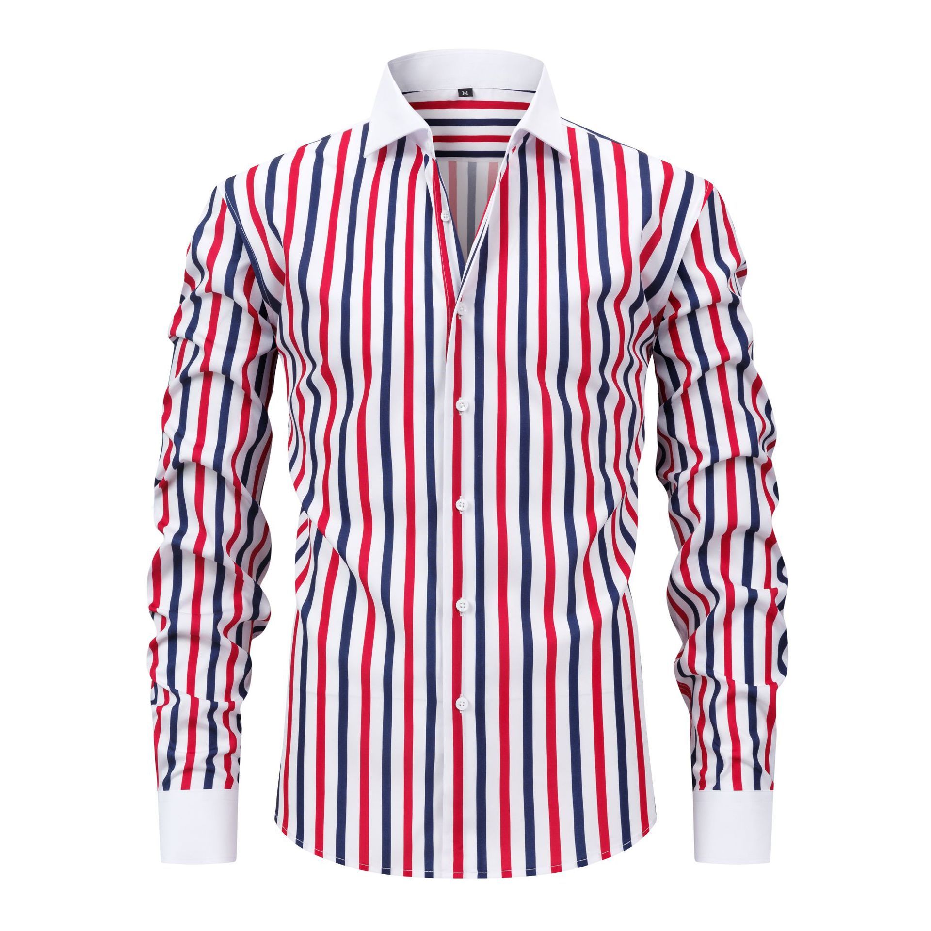 Mens Windsor-collar Long-sleeve Stretch Wrinkle-resistant Easy-care Shirt - Image 9