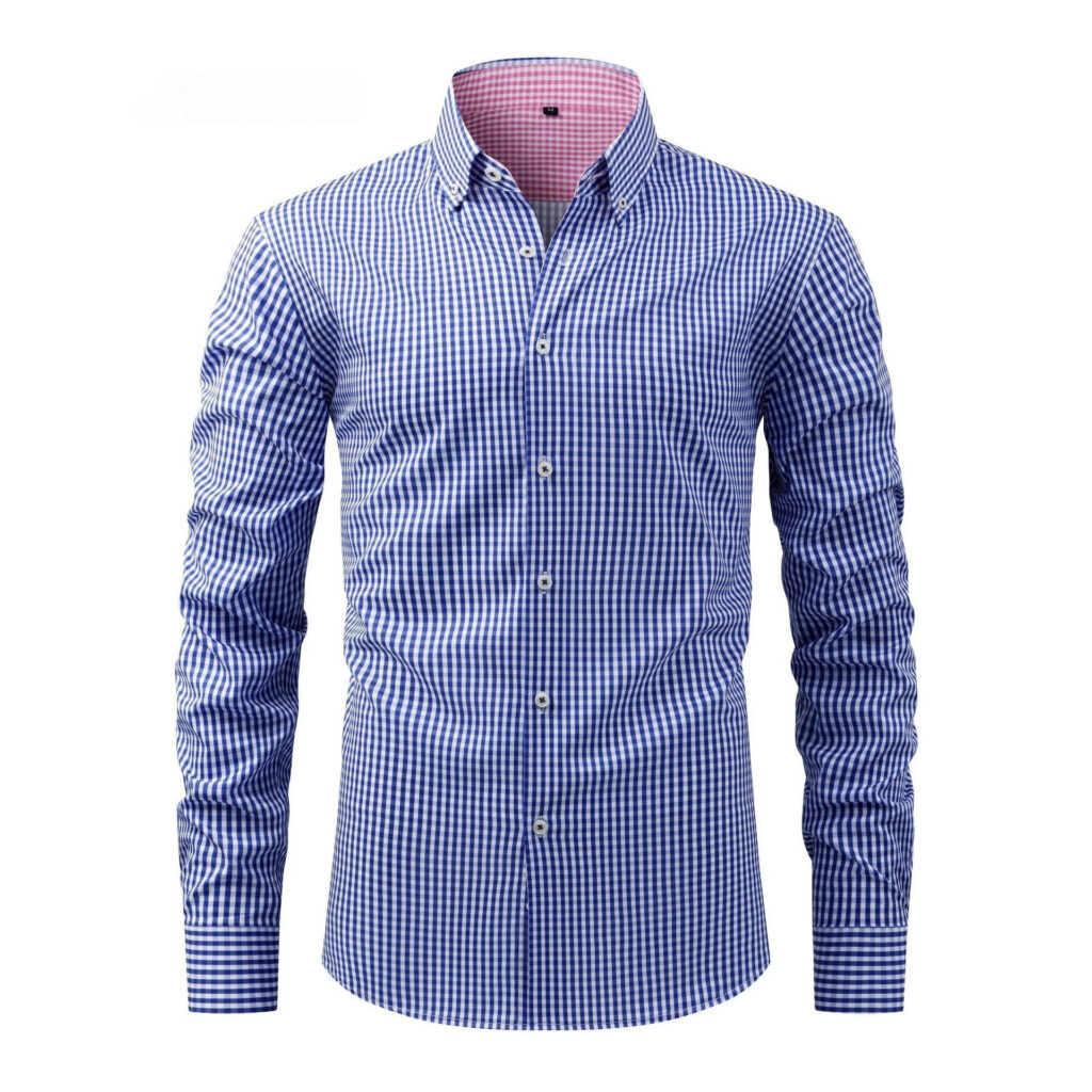 Mens Four-Way Stretch Digital-Print Long-Sleeve Collared Shirt