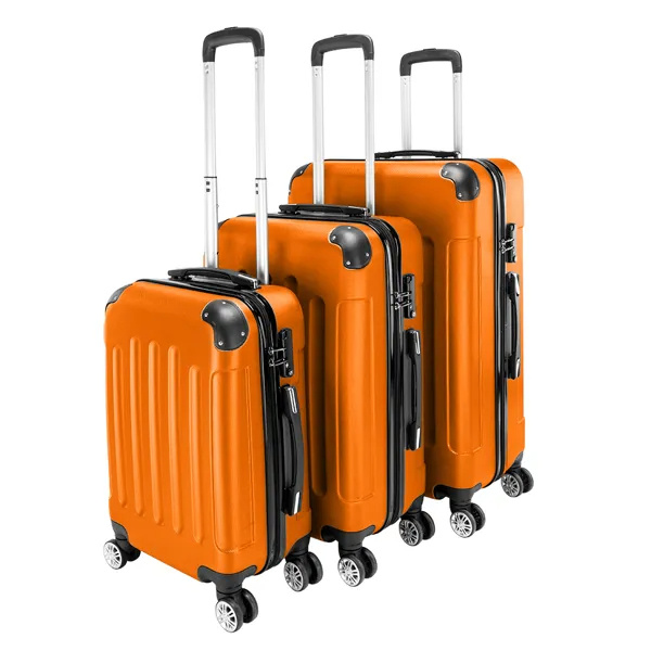 3-in-1 Portable ABS Trolley Case 20inch 24inch 28inch Orange - Image 8