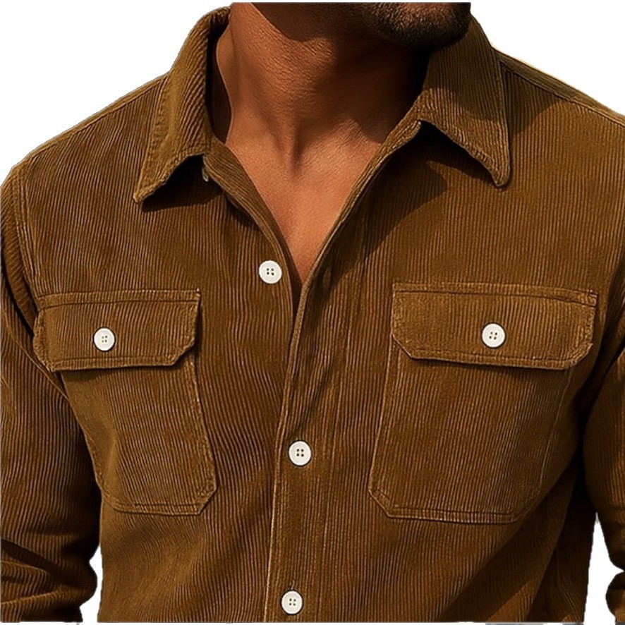 Mens Loose-fit Corduroy Shirt-coat - Image 2