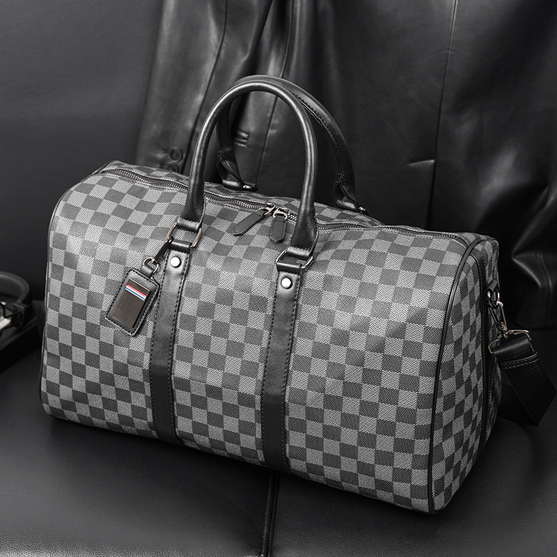 Large Capacity Short Distance Crossbody Bag Korean Plaid Travel Handbag - Image 7