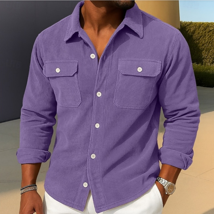 Mens Loose-fit Corduroy Shirt-coat - Image 5