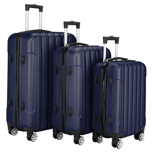 Vertical 3-in-1 Spinner Wheel With Handle Trolley Case 20in 24in 28in ABS Aluminum Alloy Trolley Classic Color - Navy Blue - Image 3