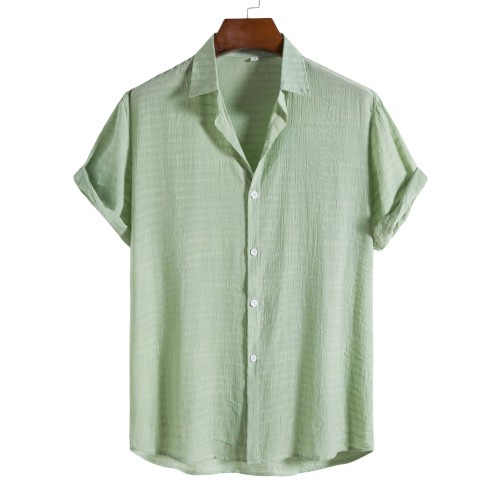Men's Fashion Solid Color Dark Cell Short Sleeve Shirt - Image 8