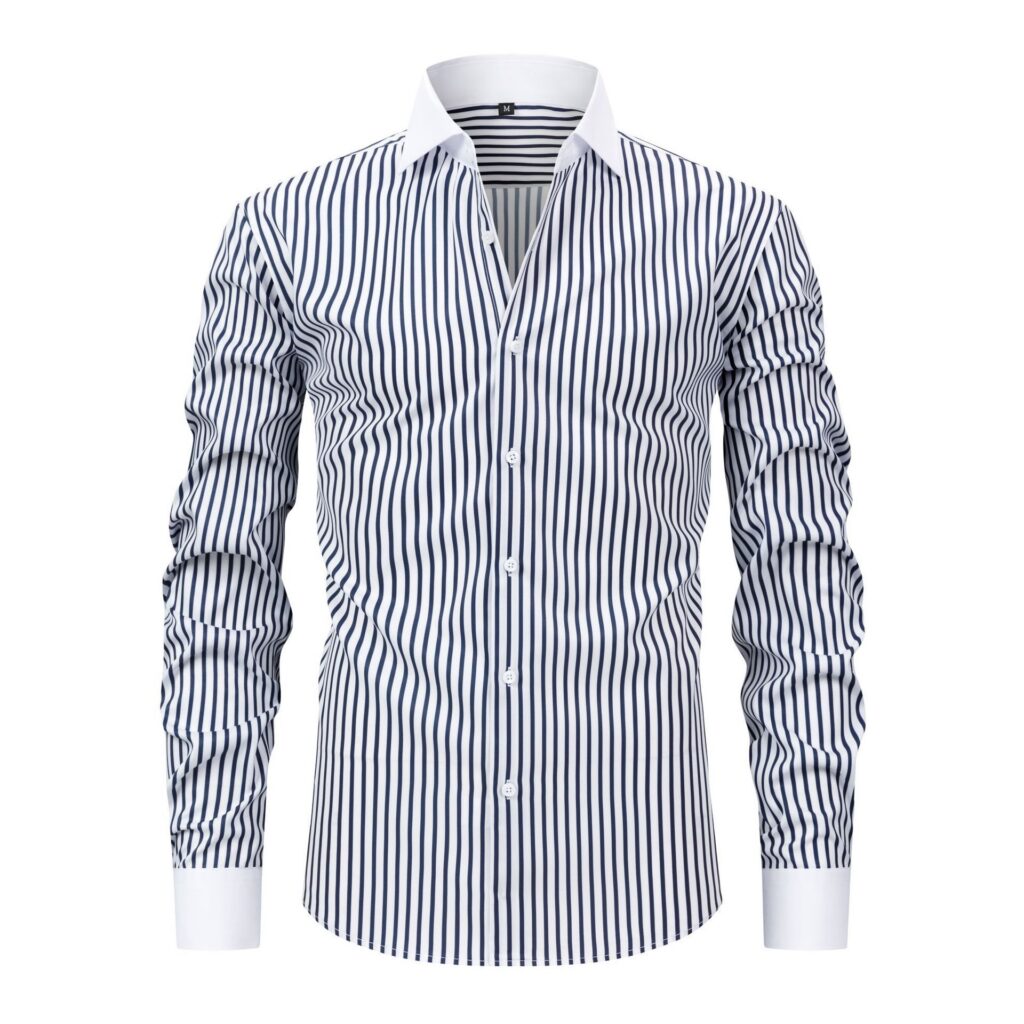 Mens Windsor-collar Long-sleeve Stretch Wrinkle-resistant Easy-care Shirt