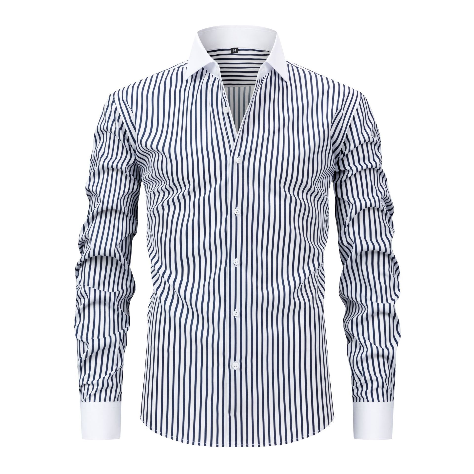 Mens Windsor-collar Long-sleeve Stretch Wrinkle-resistant Easy-care Shirt - Image 5
