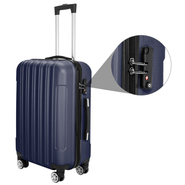 Vertical 3-in-1 Spinner Wheel With Handle Trolley Case 20in 24in 28in ABS Aluminum Alloy Trolley Classic Color - Navy Blue - Image 6