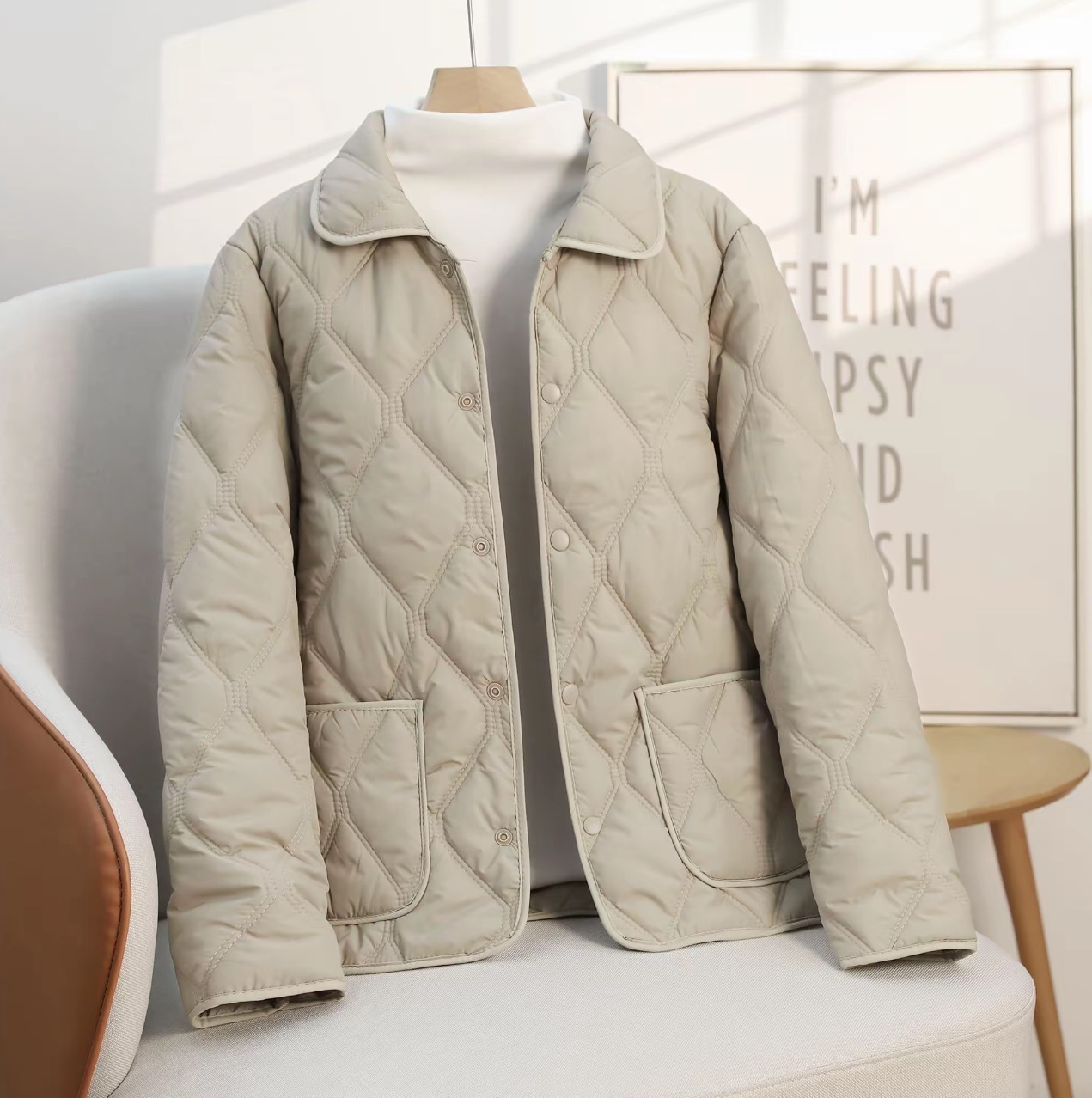 Versatile Relaxed-fit Casual Short Coat Cotton-padded Jacket With A Lapel - Image 3