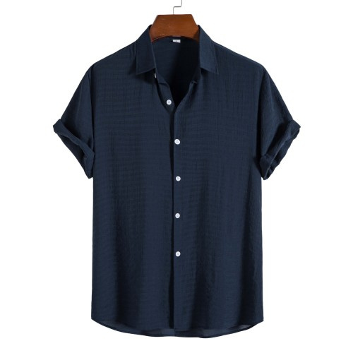 Men's Fashion Solid Color Dark Cell Short Sleeve Shirt - Image 4