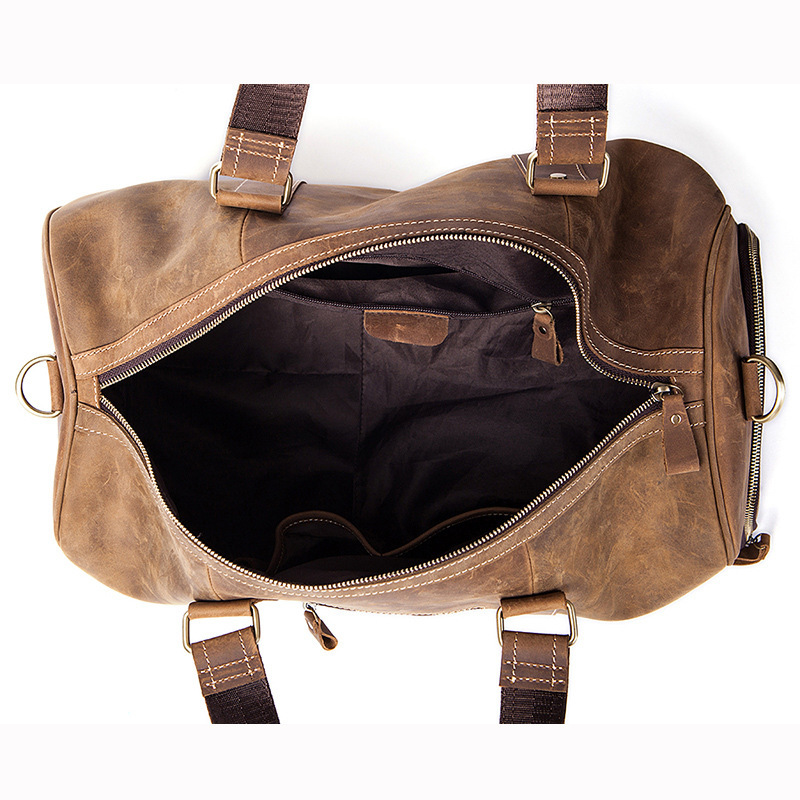 Vintage Crazy Horse Leather Men's Travel Bag - Image 6