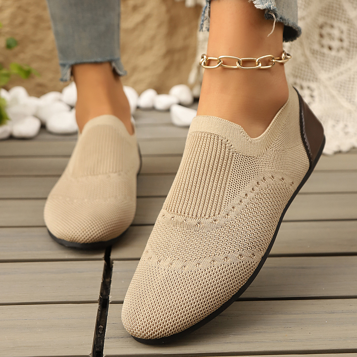 Flyknit Womens Shoes Flat-Soled Breathable Casual - Image 3